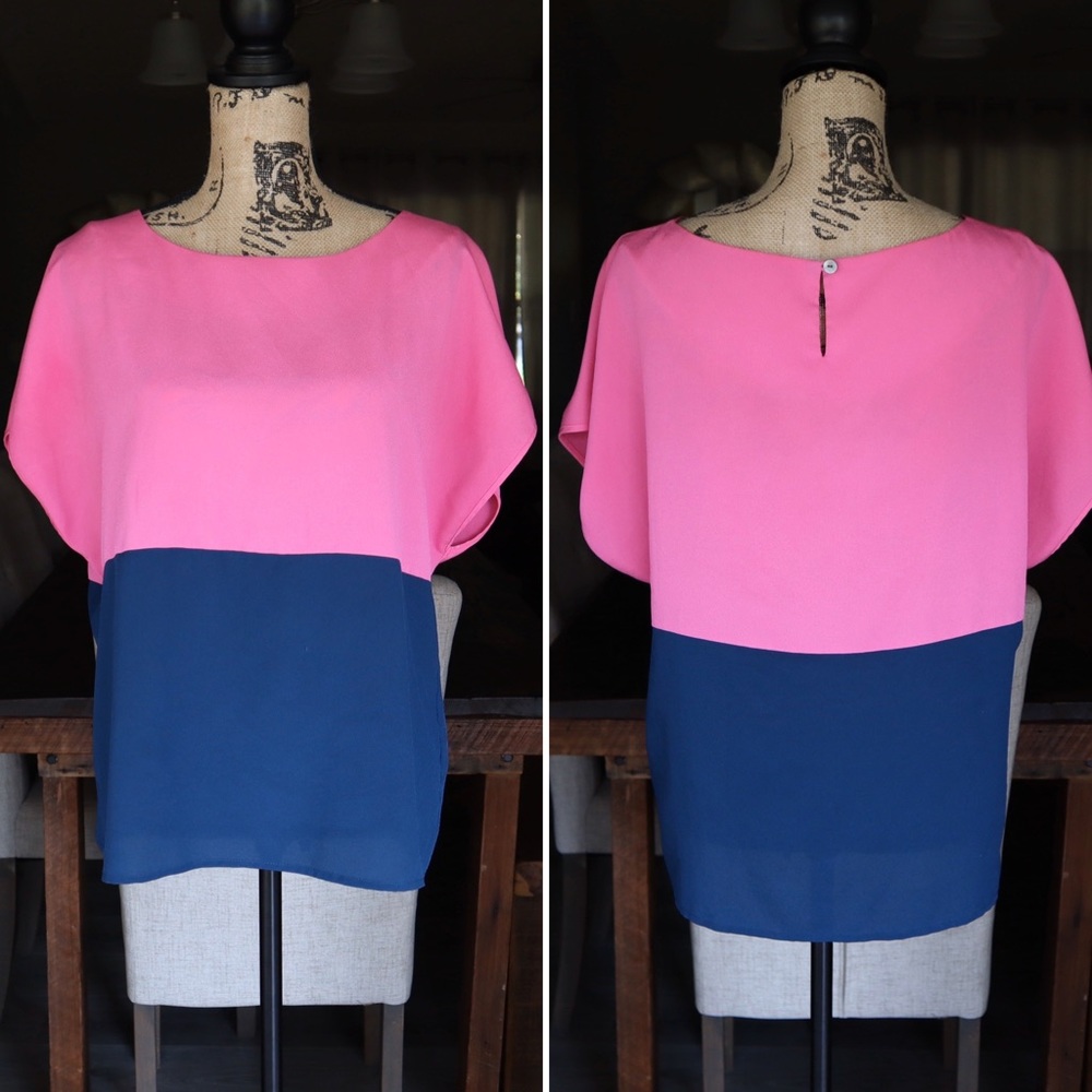 Daniel Cremieux Pink Blue Short Sleeve Top Size Medium